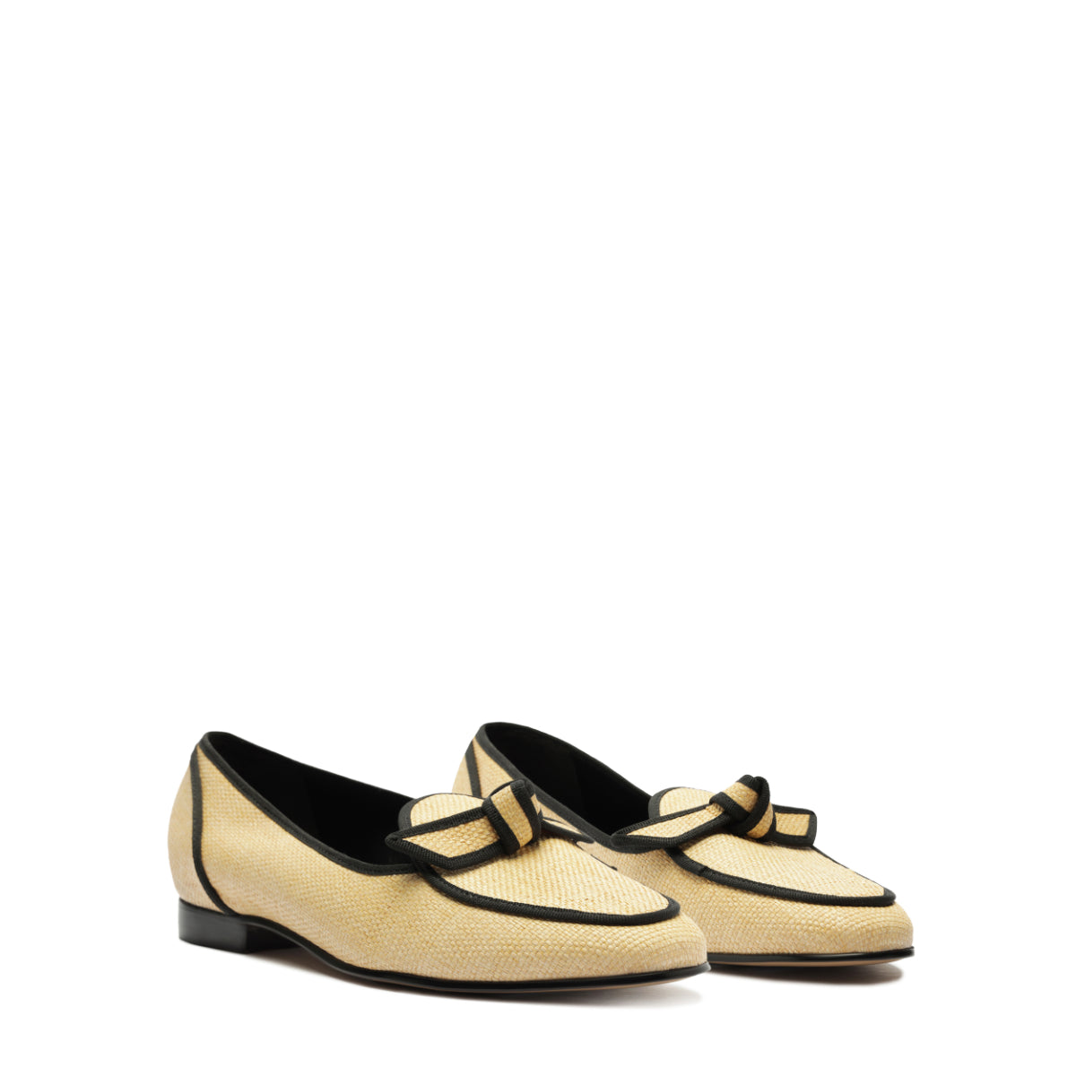 Grossgrain Raffia Loafer in Natural/Black