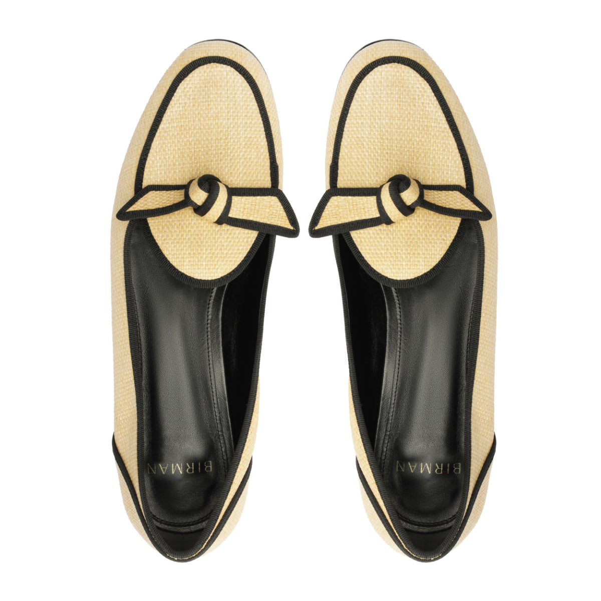 Grossgrain Raffia Loafer in Natural/Black