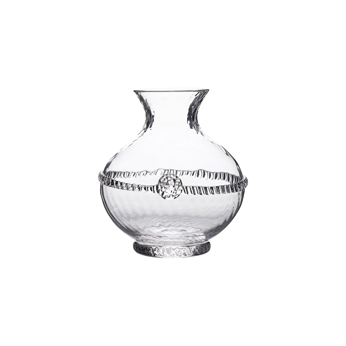 Front view of Graham 4.5-inch petite vase showcasing cinched thread detail and signature berry motif on white background