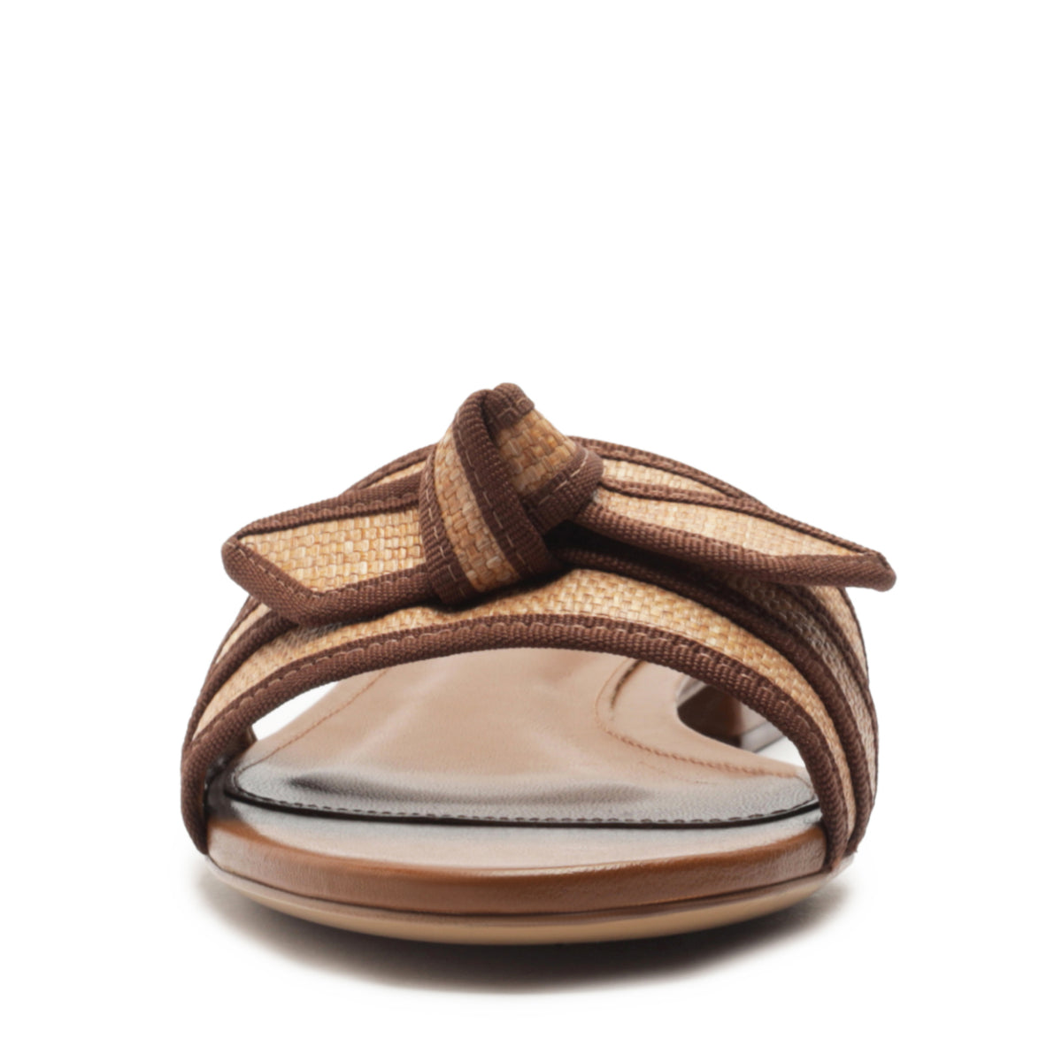 Grosgrain Raffia Flat in Espresso/Dark Brown