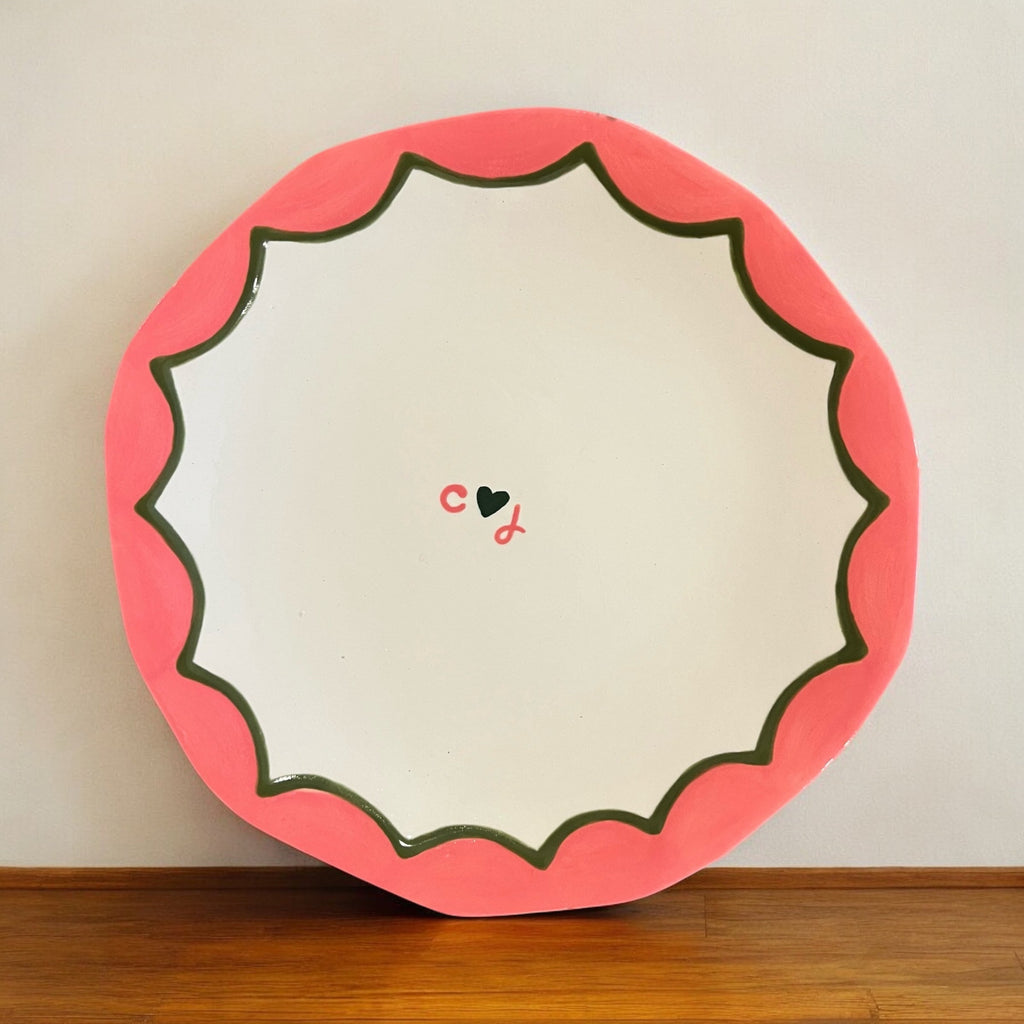 Hand-painted Custom Initial Casual Dinner Plates, Set of 4