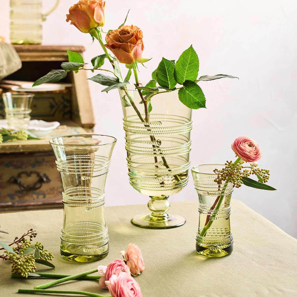 Ella 9" Corset Vase in Green