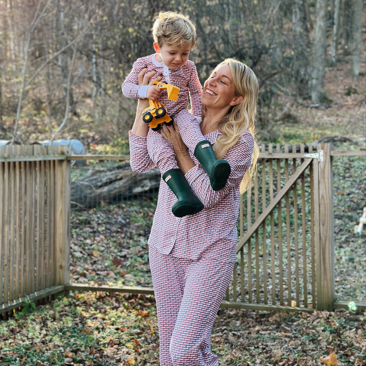 Christmas Tree Stripe Two-Piece Kids Henley Pajamas