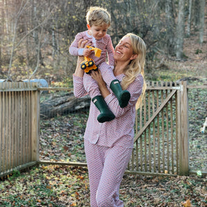 Christmas Tree Stripe Two-Piece Kids Henley Pajamas