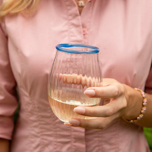 Nell Stemless Wine Glass in Chambray