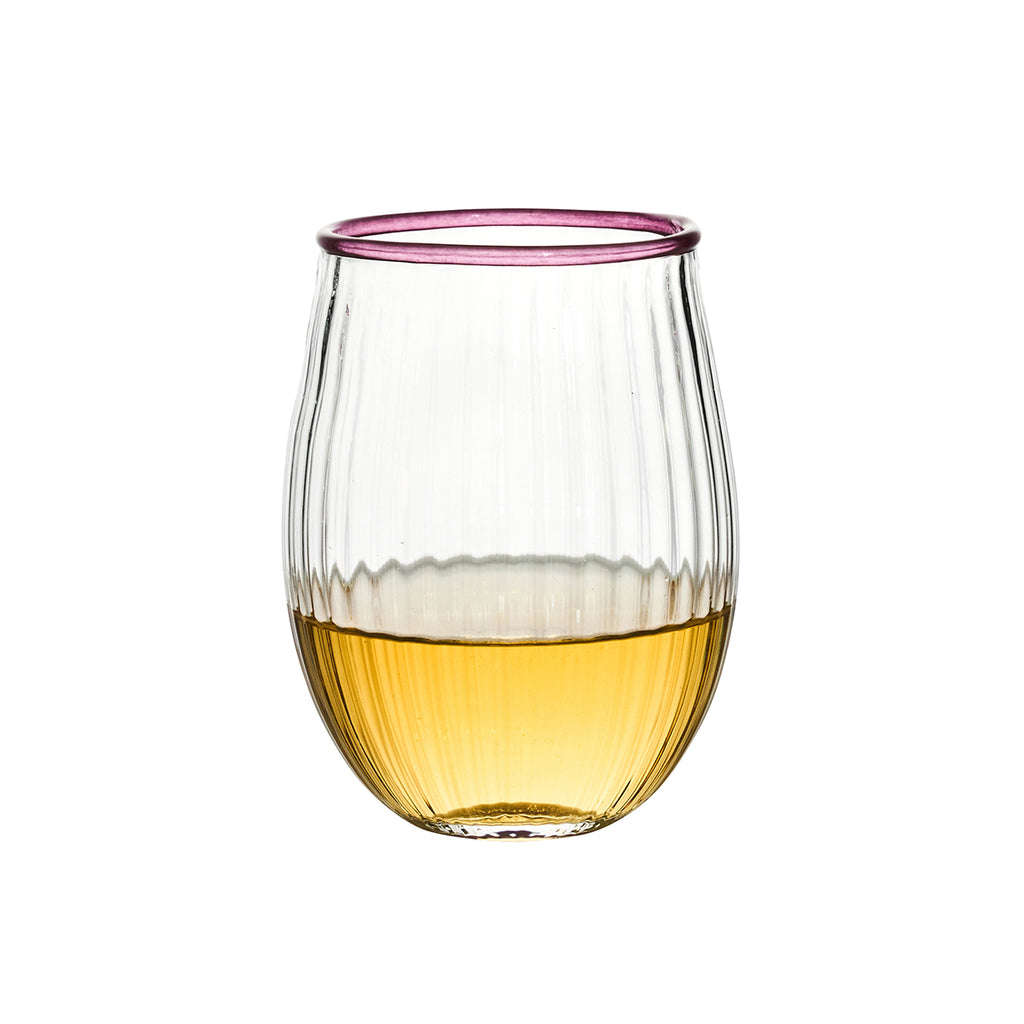 Nell Stemless Wine Glass in Blush