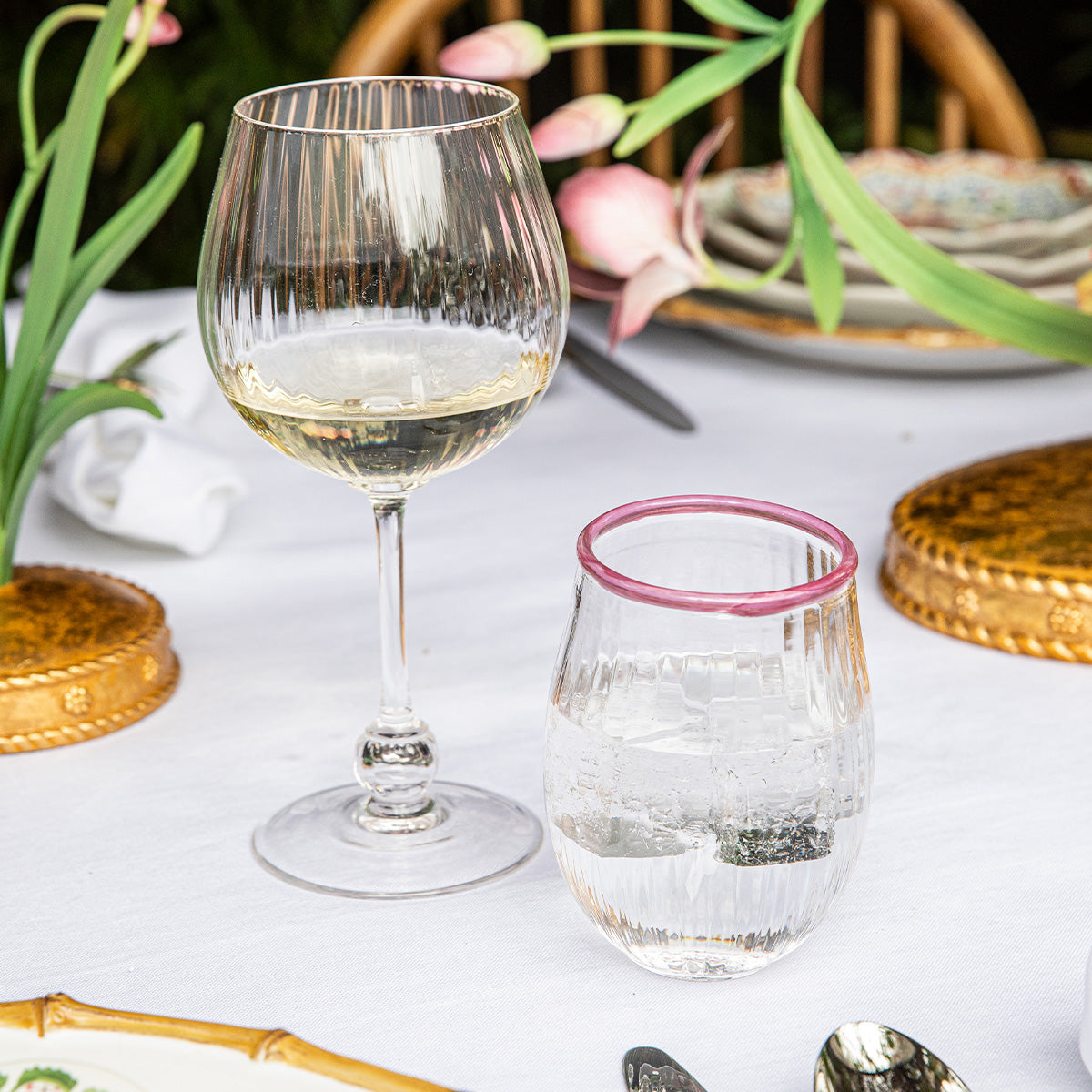 Nell Stemless Wine Glass in Blush