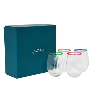 Nell Stemless Wine Glass Assorted in Multi, Set of 4
