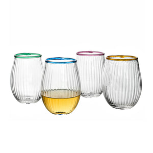 Nell Stemless Wine Glass Assorted in Multi, Set of 4