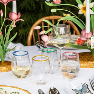 Nell Stemless Wine Glass Assorted in Multi, Set of 4