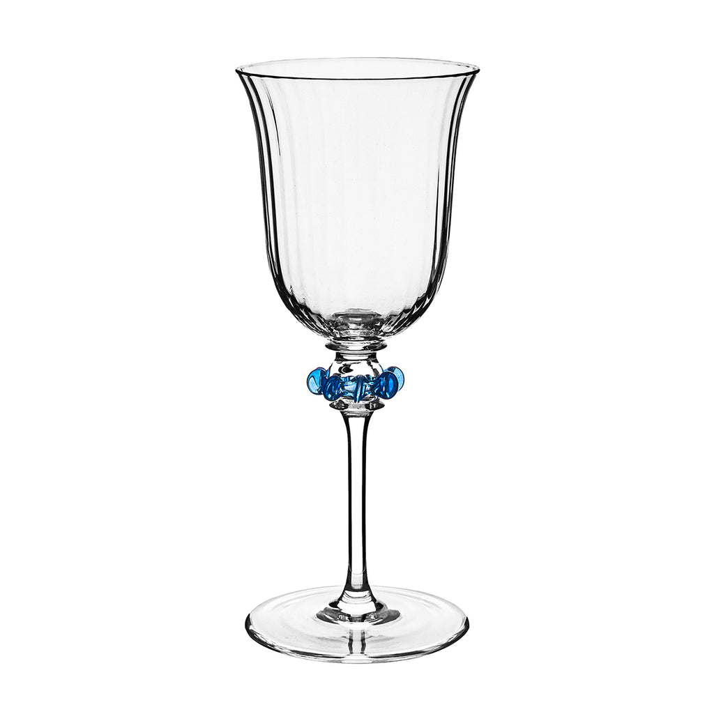 Nell Ruffle Wine Glass in Chambray