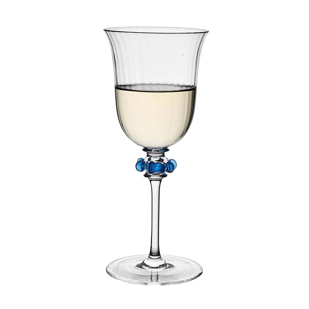 Nell Ruffle Wine Glass in Chambray