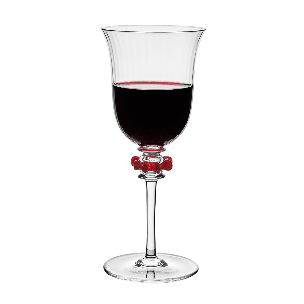 Nell Ruffle Wine Glass in Ruby