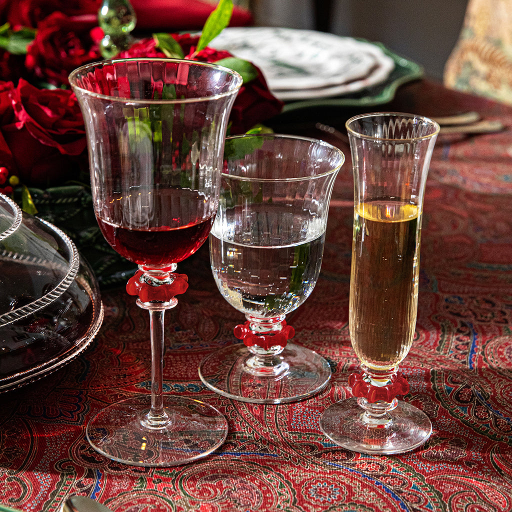 Nell Ruffle Wine Glass in Ruby