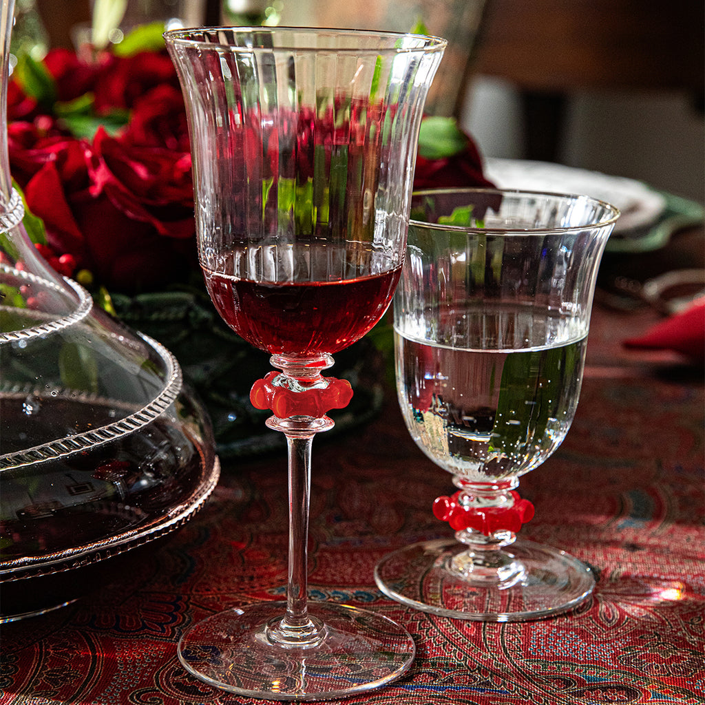 Nell Ruffle Wine Glass in Ruby