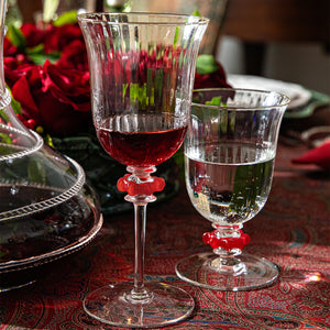 Nell Ruffle Wine Glass in Ruby