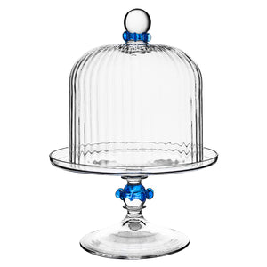 Nell Ruffle Petite Cake Dome & Stand Set in Chambray