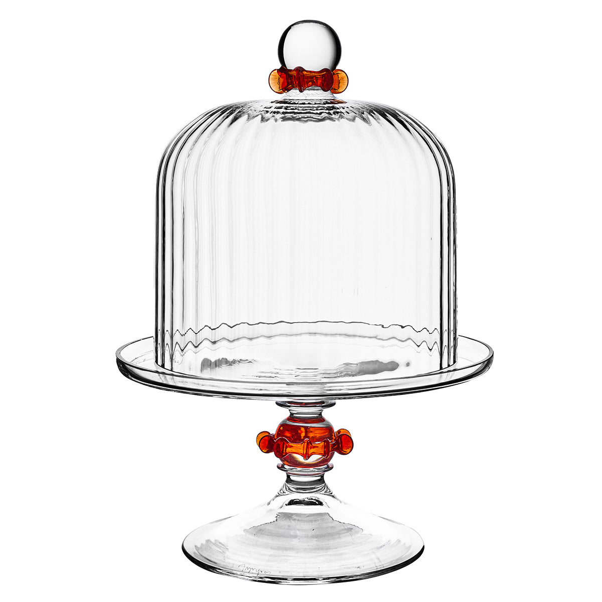 Nell Ruffle Petite Cake Dome & Stand Set in Ruby