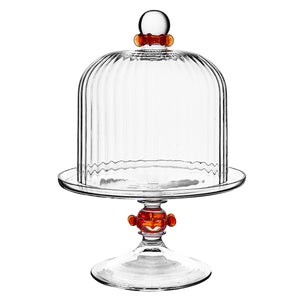 Nell Ruffle Petite Cake Dome & Stand Set in Ruby