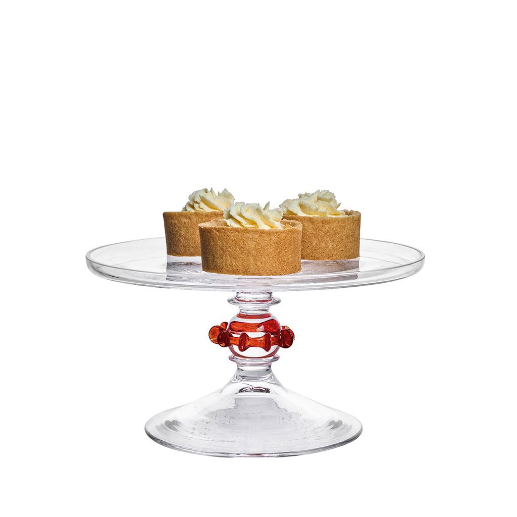 Nell Ruffle Petite Cake Dome & Stand Set in Ruby