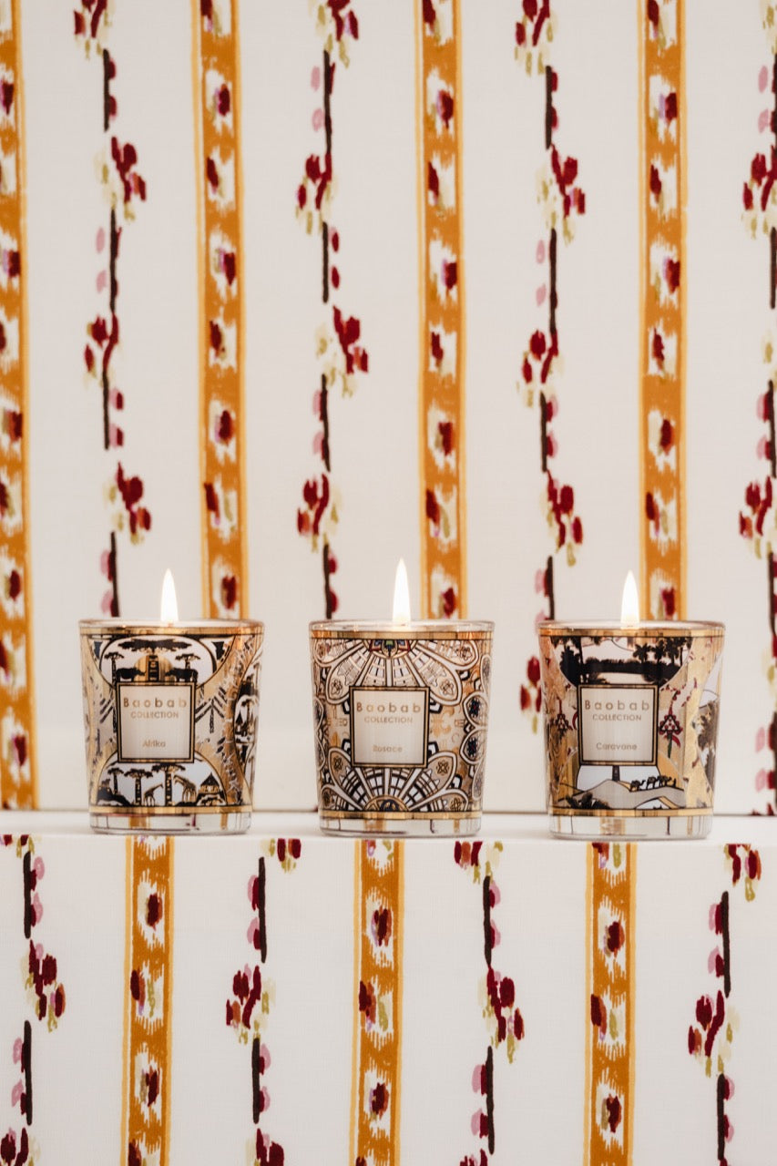 Trio Travel Candle Set in Afrika, Caravane &amp; Rosace