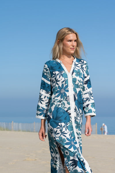 Blue and White Caftan Dress | Fourth of July Dress by Kahora