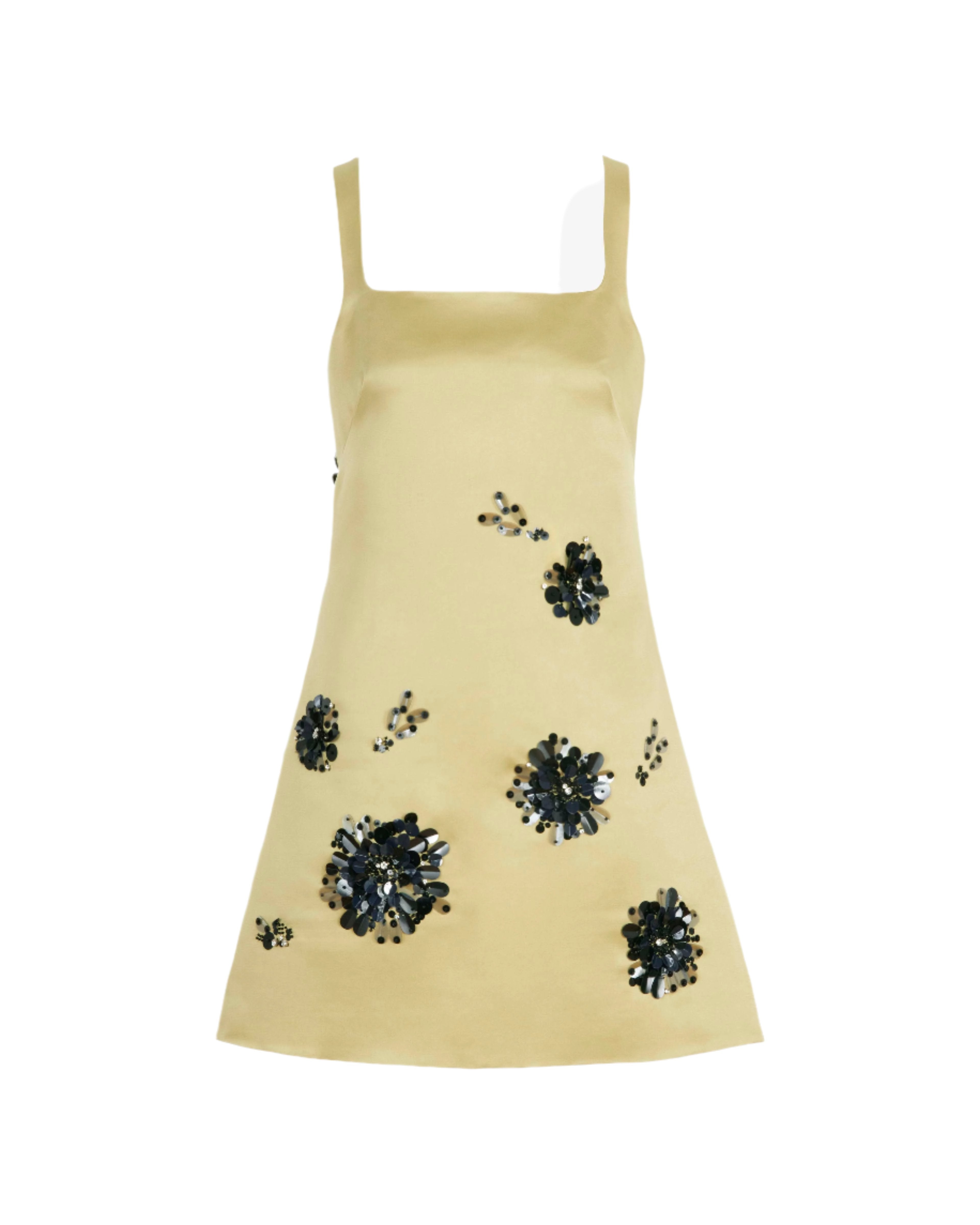 Barton Embellished Satin Dress in Chartreuse