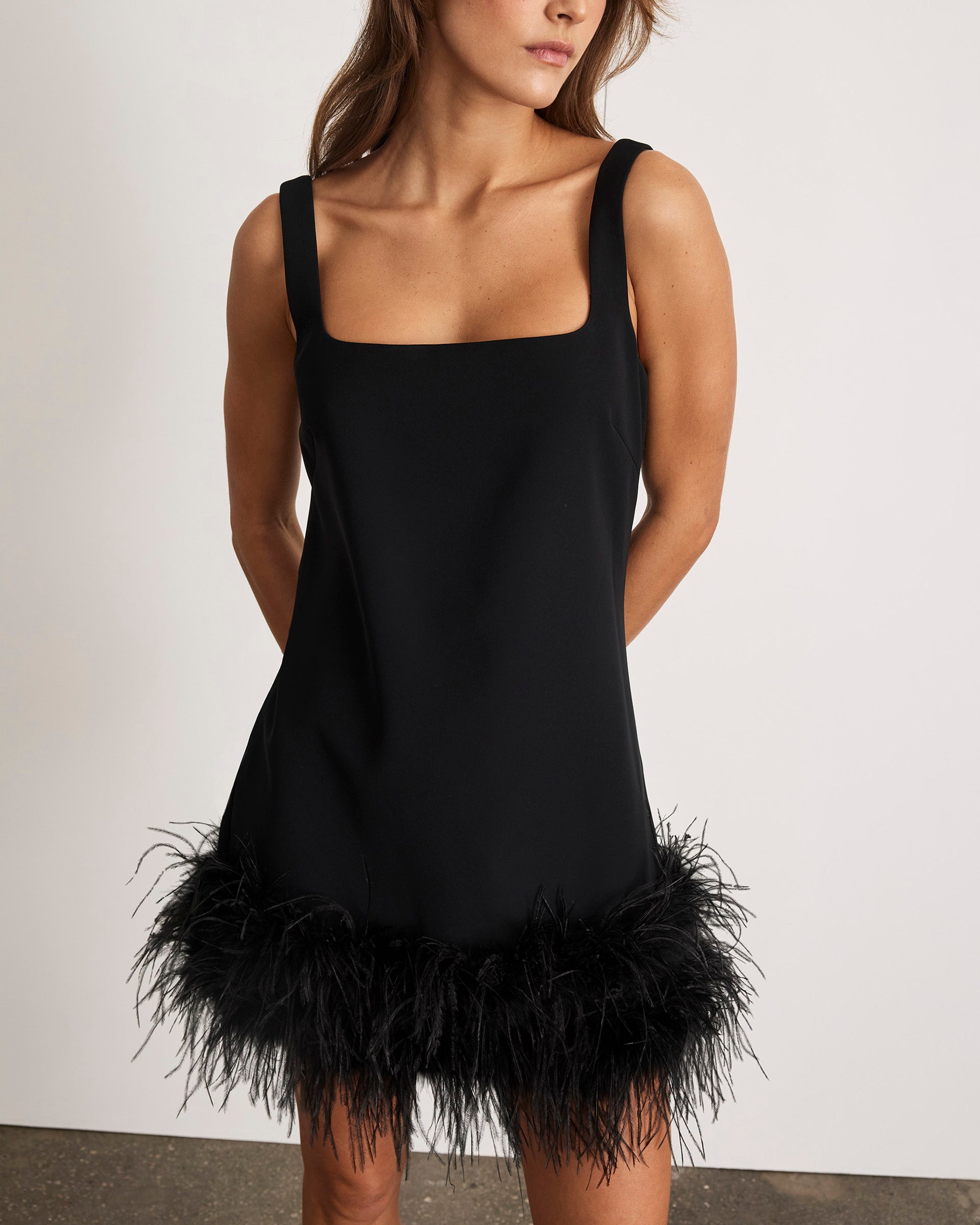 Barton Feather Dress in Black