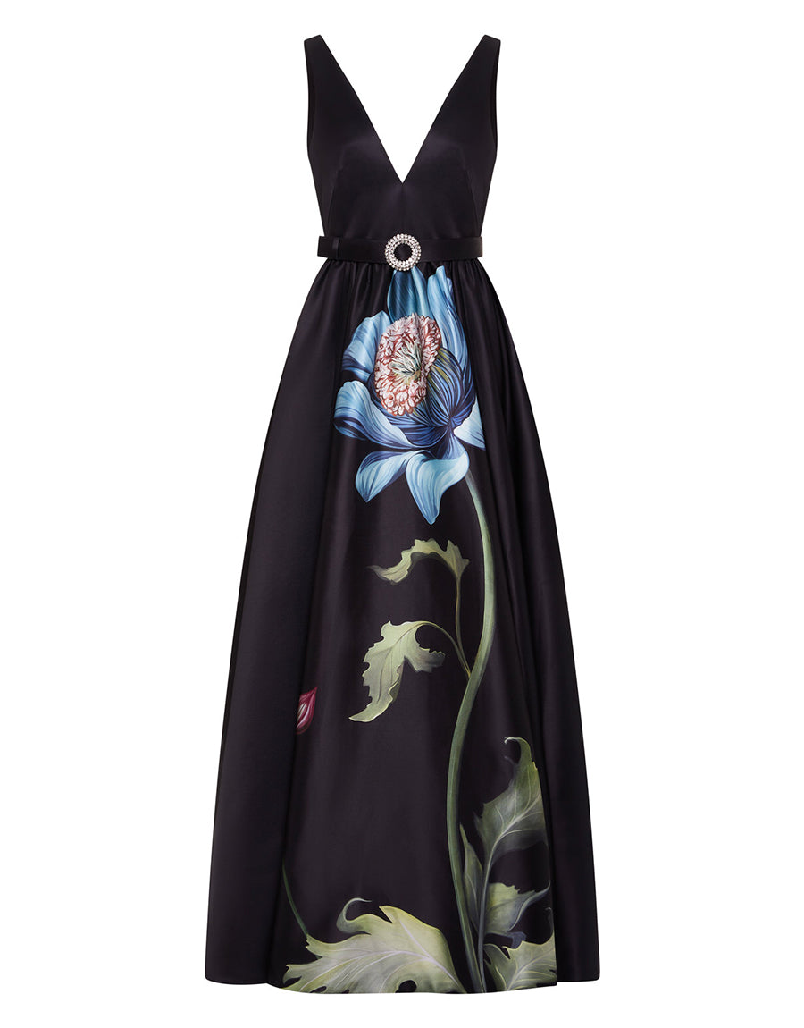 Arabella Taffeta Gown in Painterly Flower