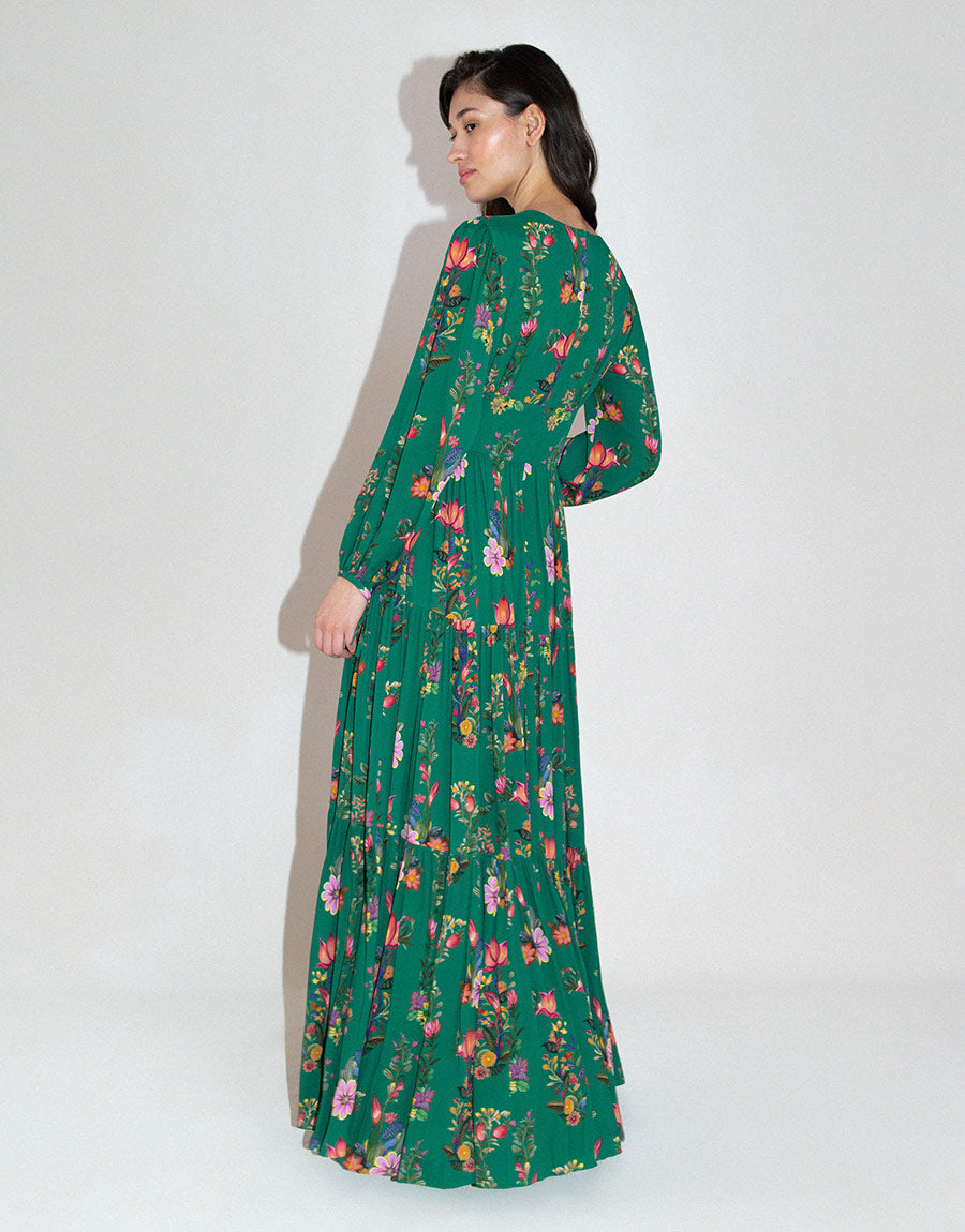 Freya Crepe Maxi Dress in Sierra Green