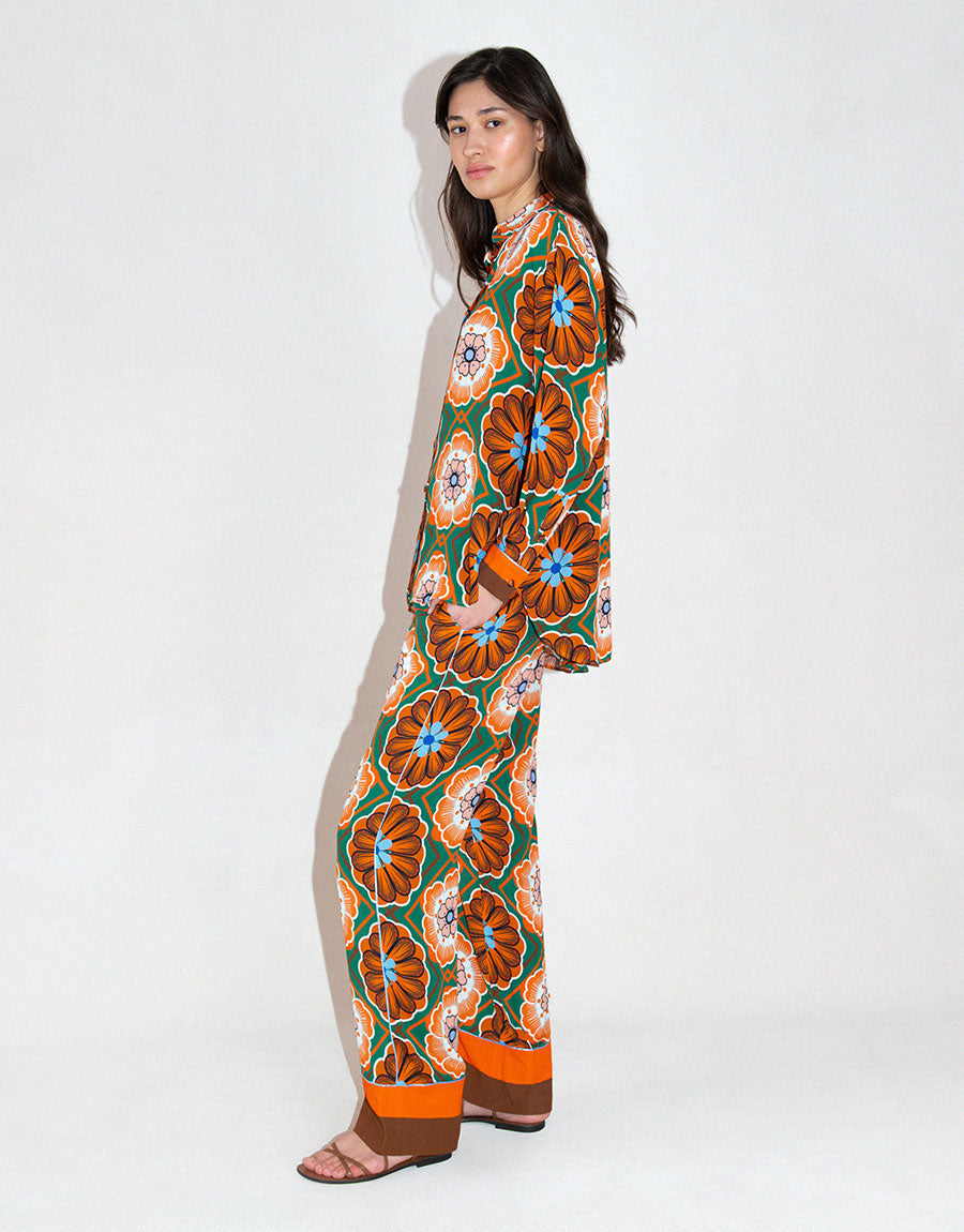 Nova Crepe Shirt in Flower Pop Orange