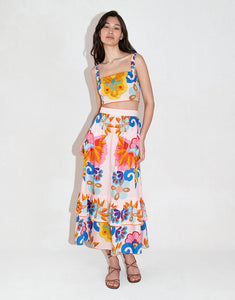 Paulina Cotton Midi Skirt in Soleil