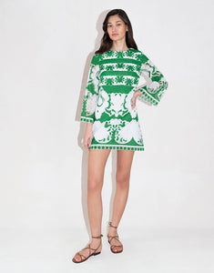 Stevie Burn Out Mini Dress in Green/White