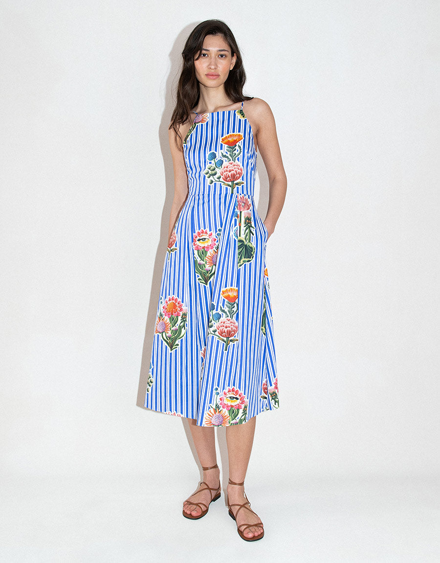 Goreti Cotton Midi Dress in California Garden