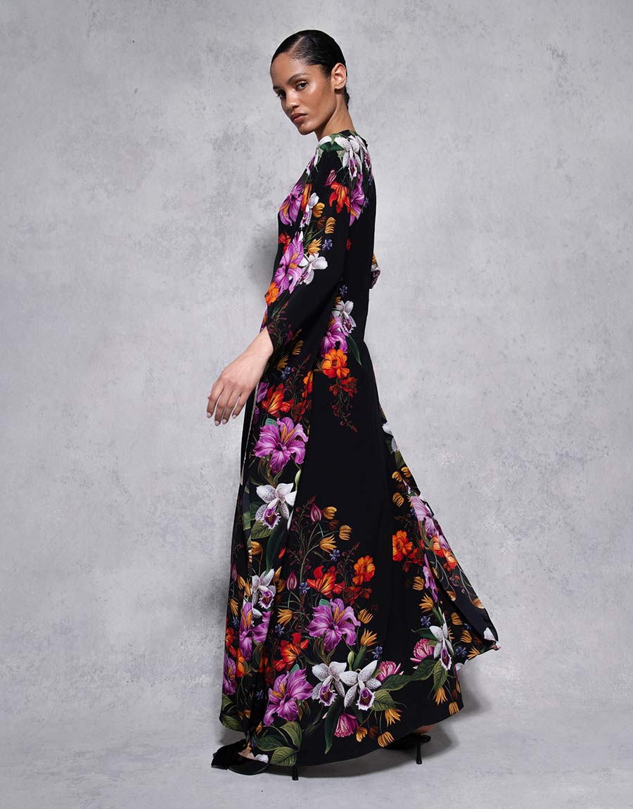 Eloise Crepe Maxi Dress in Painterly Flower