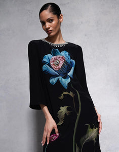 Capucine Crepe Midi Dress in Painterly Flower