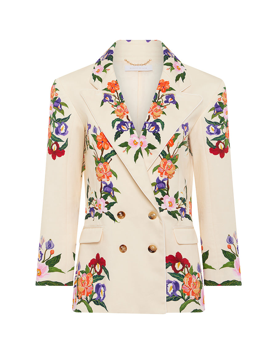 Quinn Twill Jacket in Tree of Life Cream