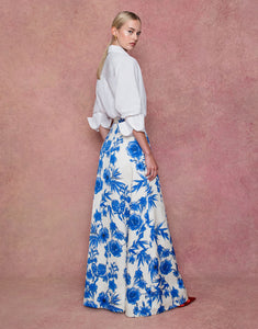 Bellamy Brocade Skirt in Antigua Blue