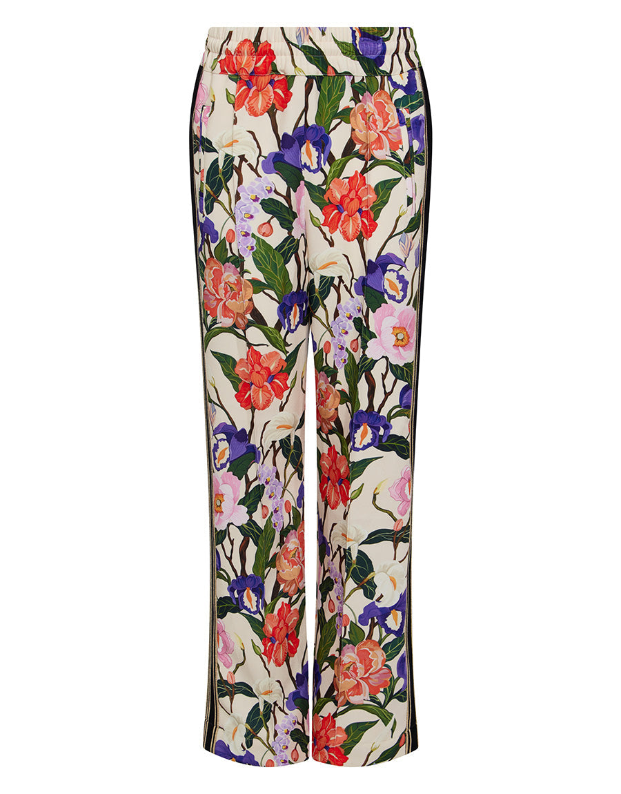 Aubrielle Crepe Trouser in Tree Of Life Cream