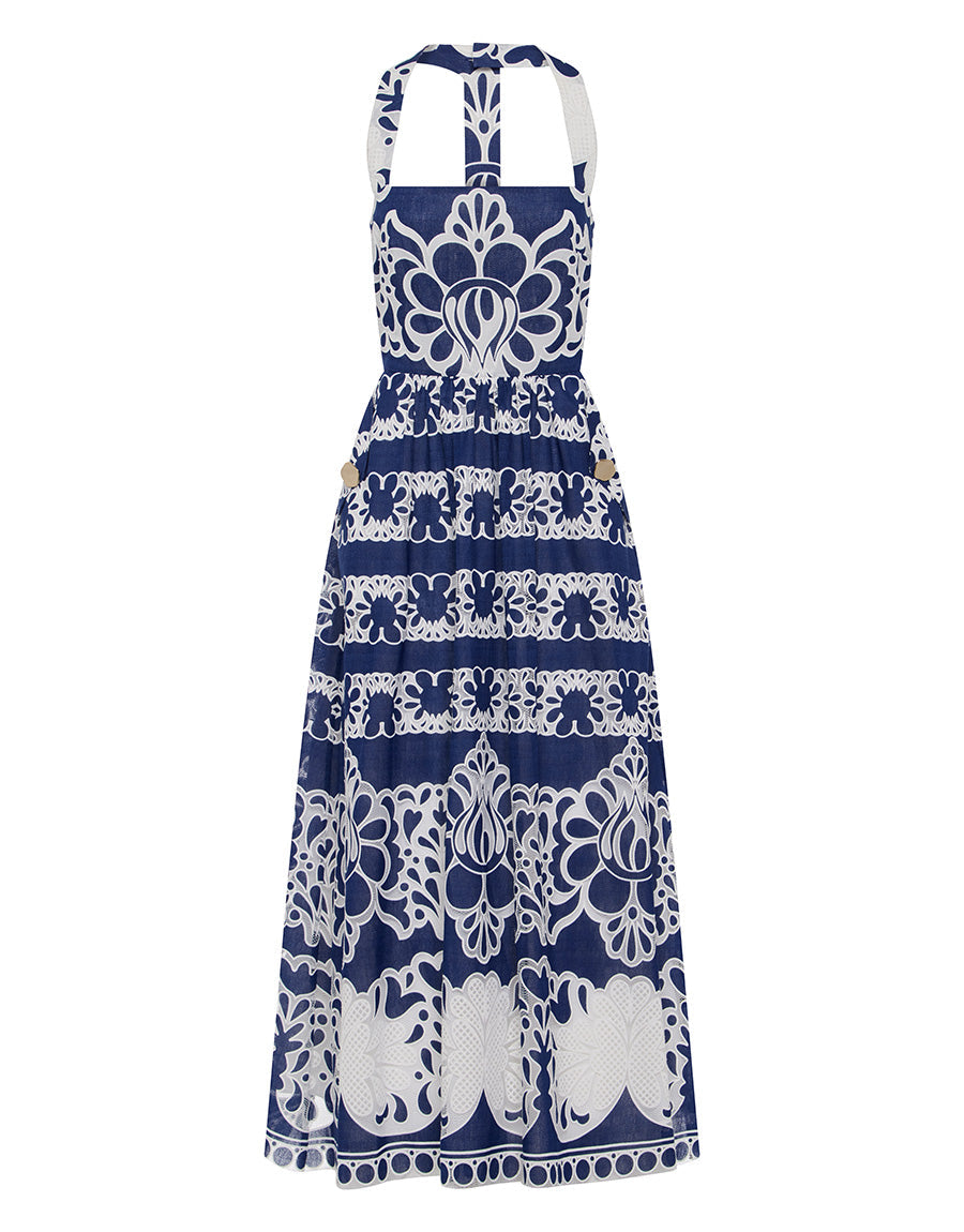 Mavaro Denim Midi Dress in Floral Navy