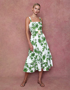 Dani Pique Midi Dress in Antigua Green