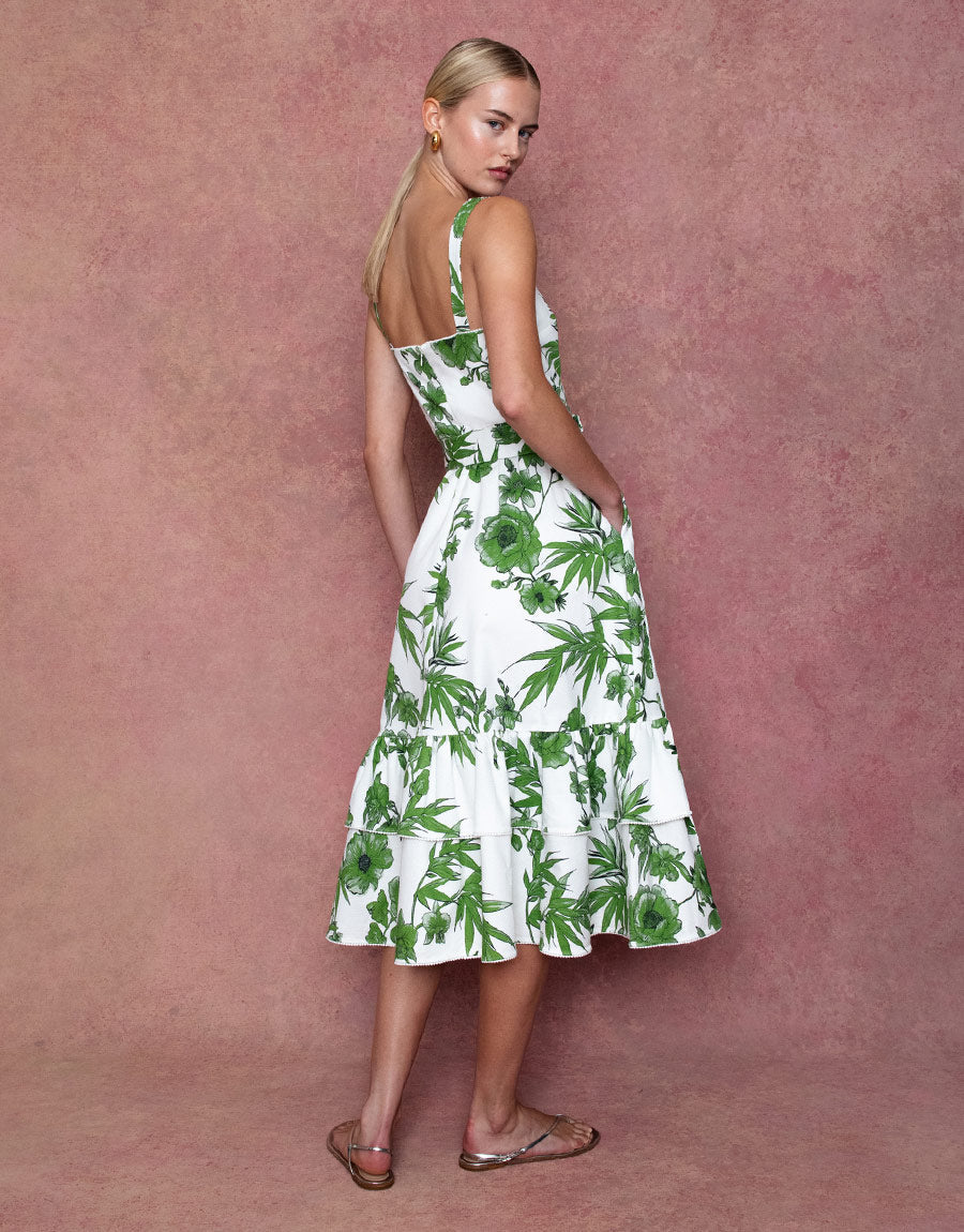 Dani Pique Midi Dress in Antigua Green