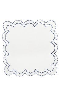 Bilbao Linen Placemat in White with Navy