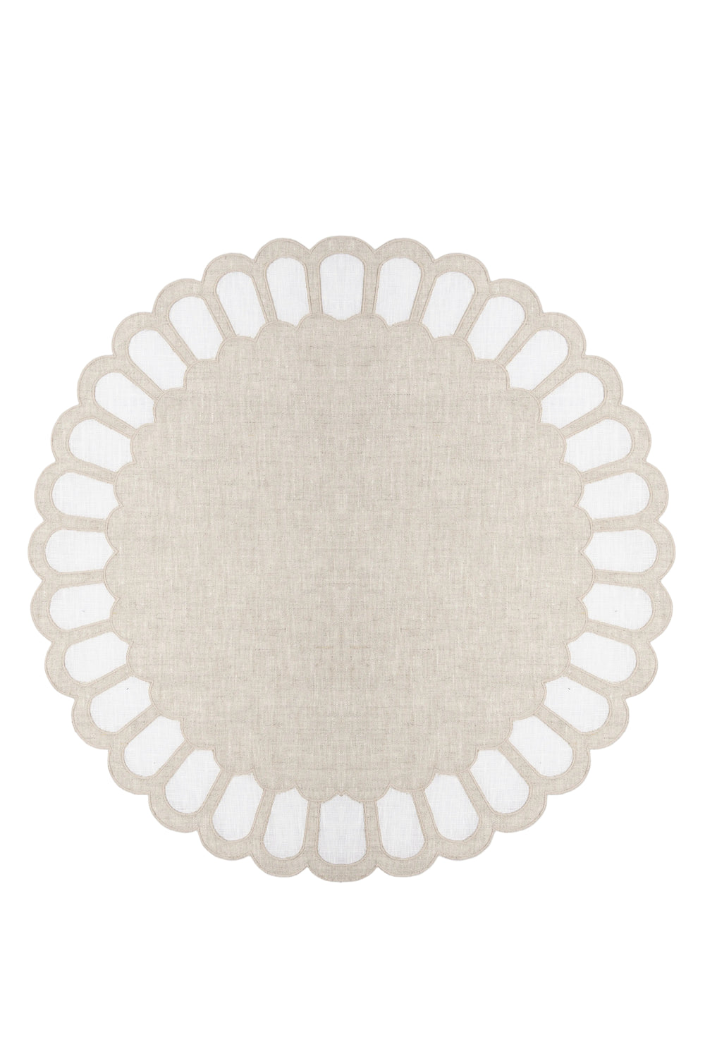 Zurbano Linen Placemat with Linen AppliquŽ in Natural Linen with Off White