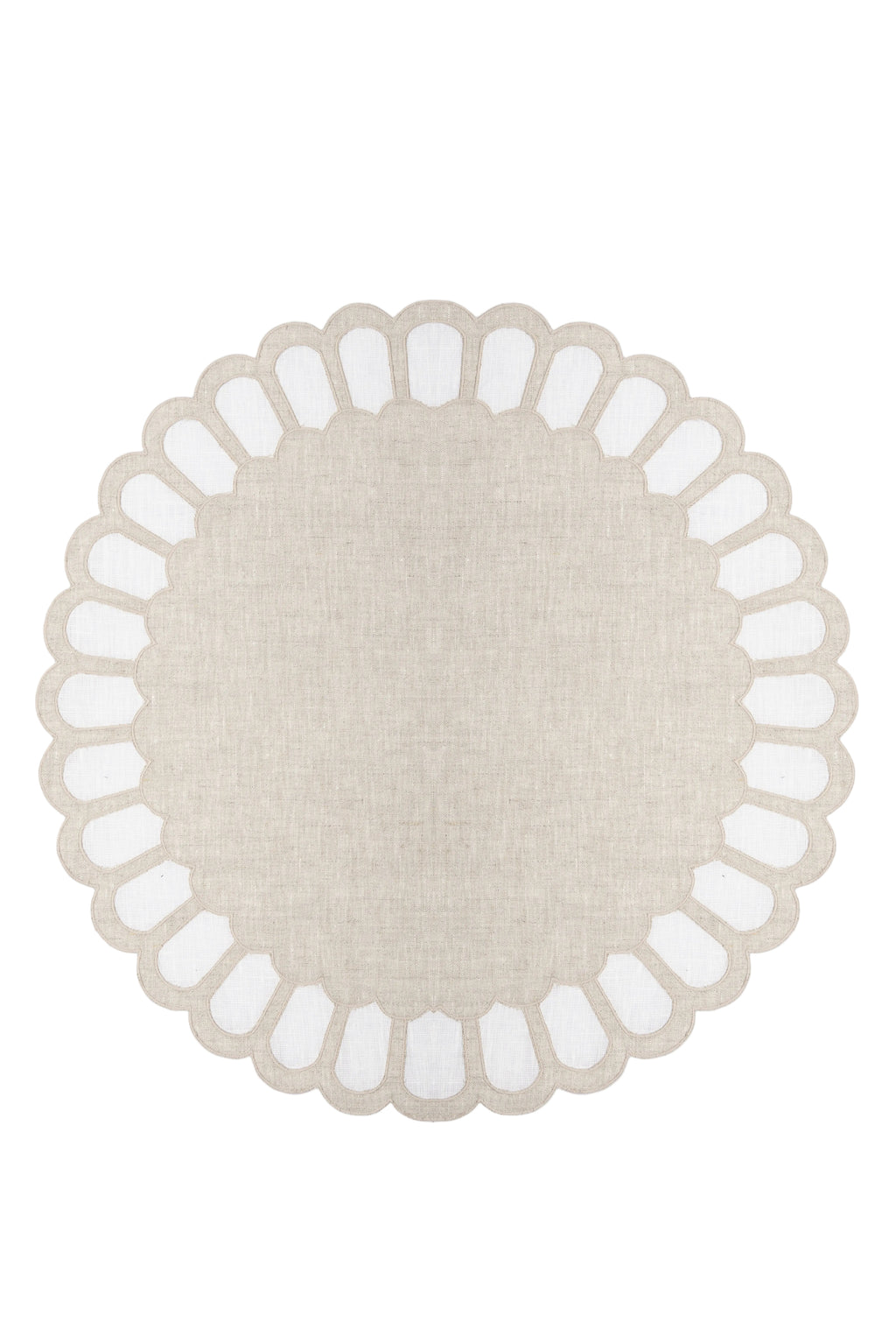 Zurbano Linen Placemat with Linen AppliquŽ in Natural Linen with Off White