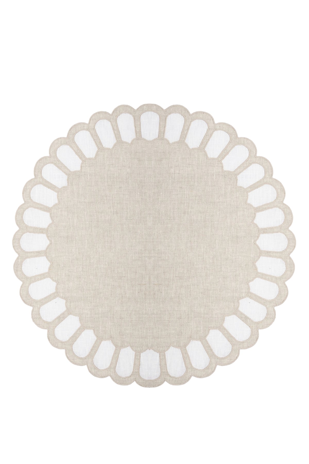 Zurbano Linen Placemat with Linen AppliquŽ in Natural Linen with Off White