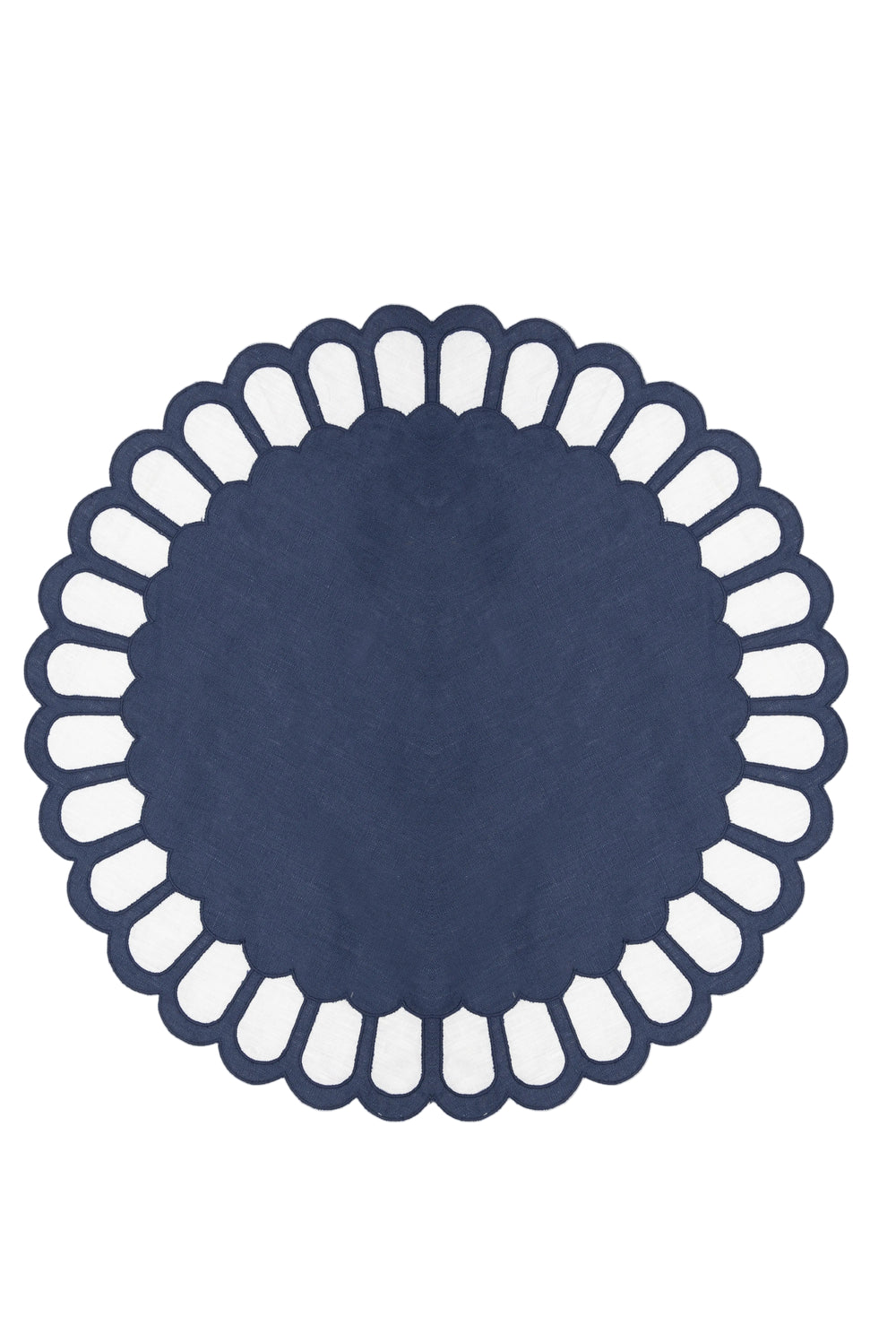 Zurbano Linen Placemat with Linen Appliqué in Navy
