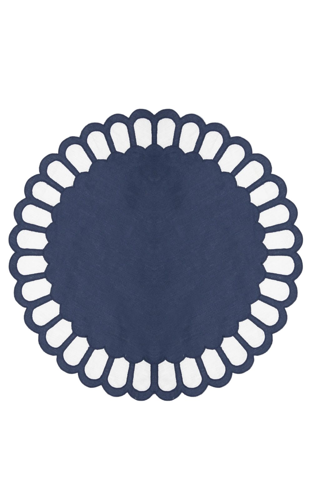 Zurbano Linen Placemat with Linen Appliqué in Navy