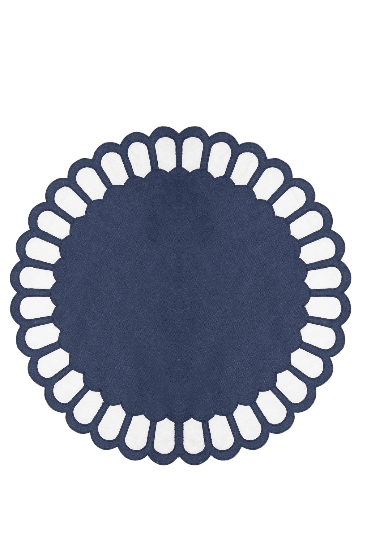 Zurbano Linen Placemat with Linen Appliqué in Navy