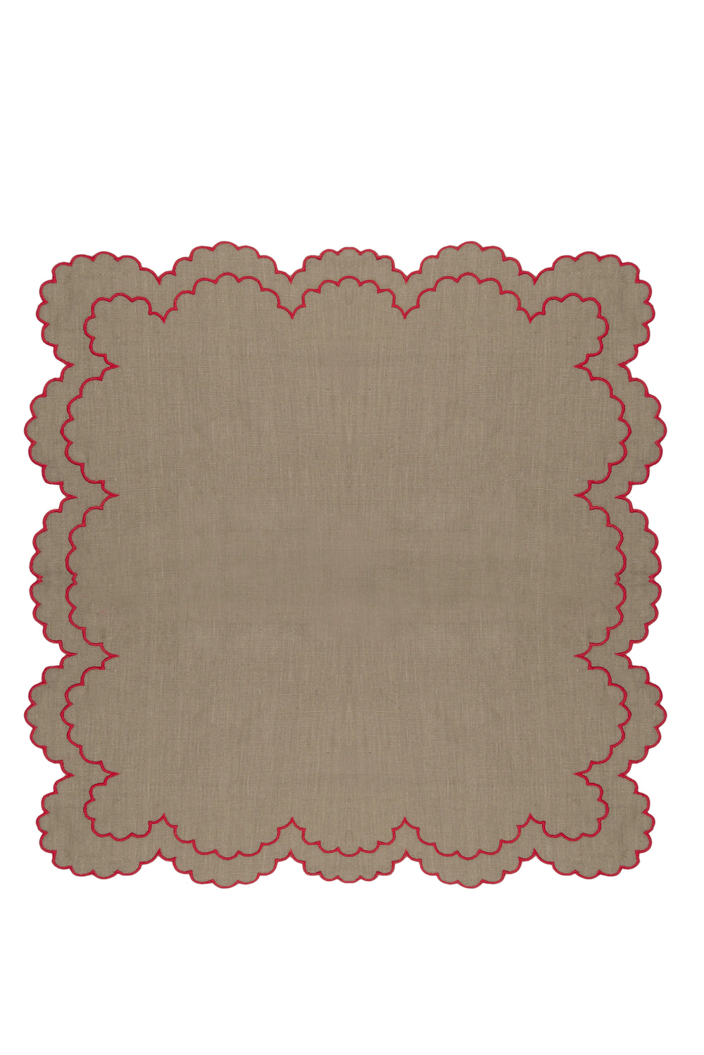 Bilbao Linen Placemat in Beige with Red